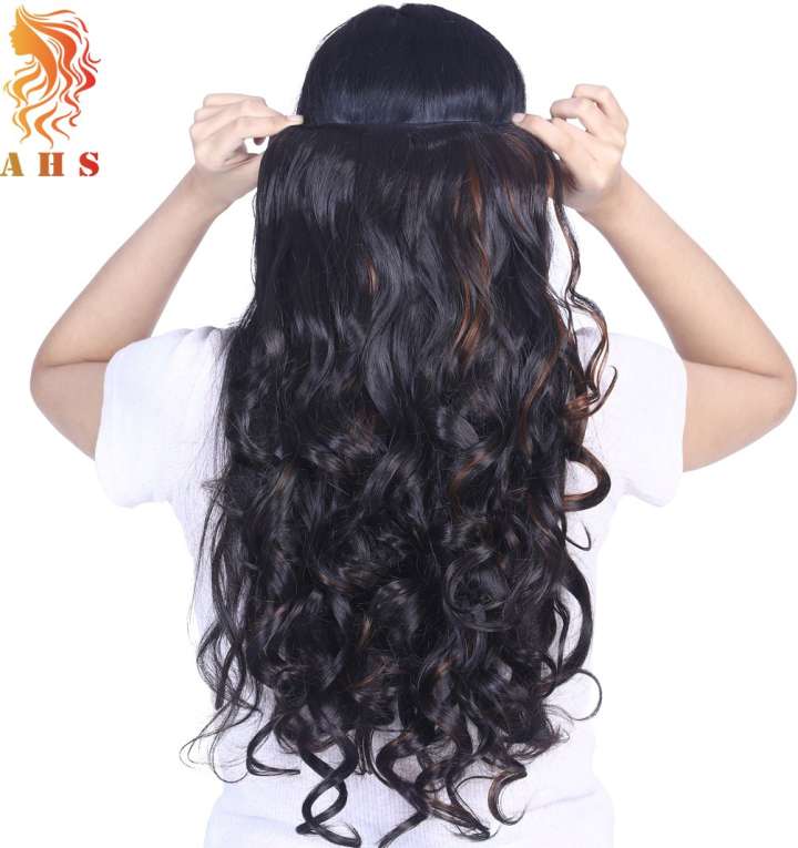 A H S Curly Style Extension medium Honey Golden Highlights Brown 24 26 Inch For Girls And Woman To Increase Instant Length And Volume High Density Clip on Hair Extension Price in India Buy