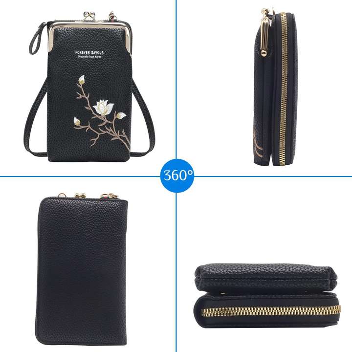 PALAY Black Sling Bag Women Crossbody Phone Bags for Mobile Cell Phone Holder Pocket Wallet PU Leather Sling Wallet for Women Girls Ladies Mini Shoulder Bags with Credit Card Slots black