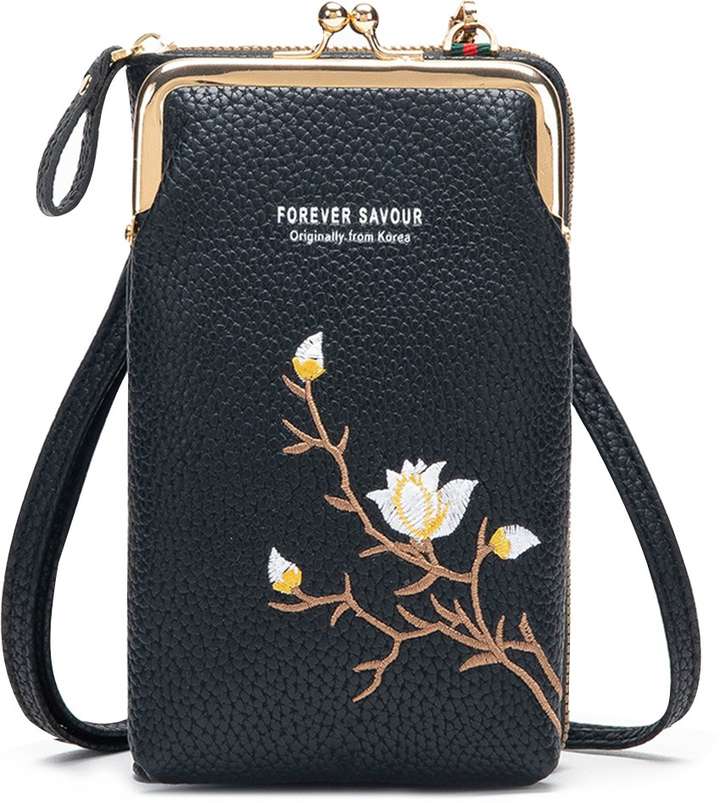 PALAY Black Sling Bag Women Crossbody Phone Bags for Mobile Cell Phone Holder Pocket Wallet PU Leather Sling Wallet for Women Girls Ladies Mini Shoulder Bags with Credit Card Slots black