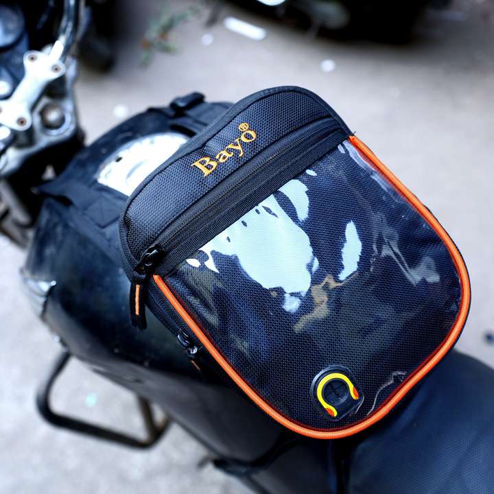 bayo Black Heavy Quality Bike Tank Cover With Rain Cover Strap Mobile Pocket For Royal Infield Classic 350 Classic 500 All Typs OF Bike Waterproof Tank Cover Strap Ather R15 Apache 310RR Classic 350 T...