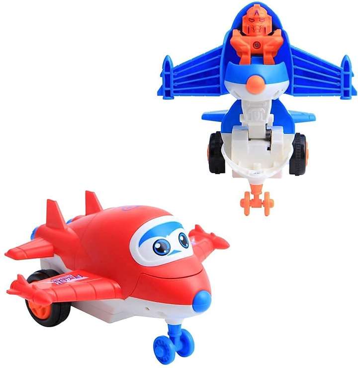littlewish Super Robot aero Plane Toy for Kids 360 Degree Rotate Pull Push Friction Deformation Airplane Robot Transforming Mini Aeroplane Color May Vary as per Availability Super Robot aero Plane