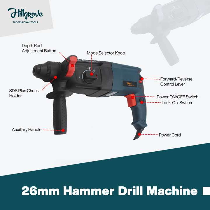 Hillgrove 100 Copper Winding H26H4 All Purpose 26mm Hammer Impact Drill Machine Forward Reverse Rotaion with 5 Bits for Making Holes in Metal Wood Concrete Hammer Drill Price in India Buy Hillgrove 10...