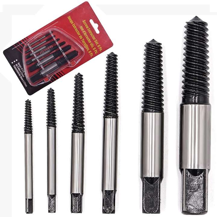 GSK Cut Damaged Screw Extractor Breakage Bolt Extractor Drill Bits Guide Set Broken Easy Out Fastener Kit 1 8 to 1 Set of 6 Pieces Damaged Screw Extractor Kit Price in India