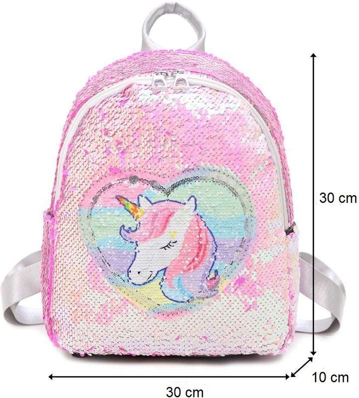 House of Queens Shiny Glitter Magic Reversible Flip Sequin Unicorn Backpack Travel Daypack with 2 Pattern for Women Kids Girls 7 L Backpack Light Pink Price in India Flipkart