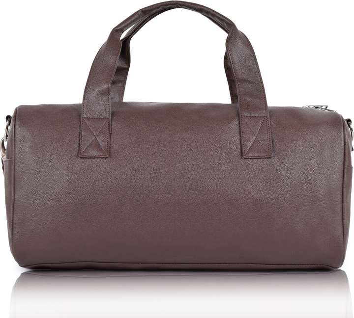 GOLD SKY Expandable PU Leather Travel Duffle Bag Weekender Overnight Luggage Bag Carry on Hand Bag PU Leather Gym Bag PU Leather Duffle Bag for Men and Women Duffel Without Wheels Brown