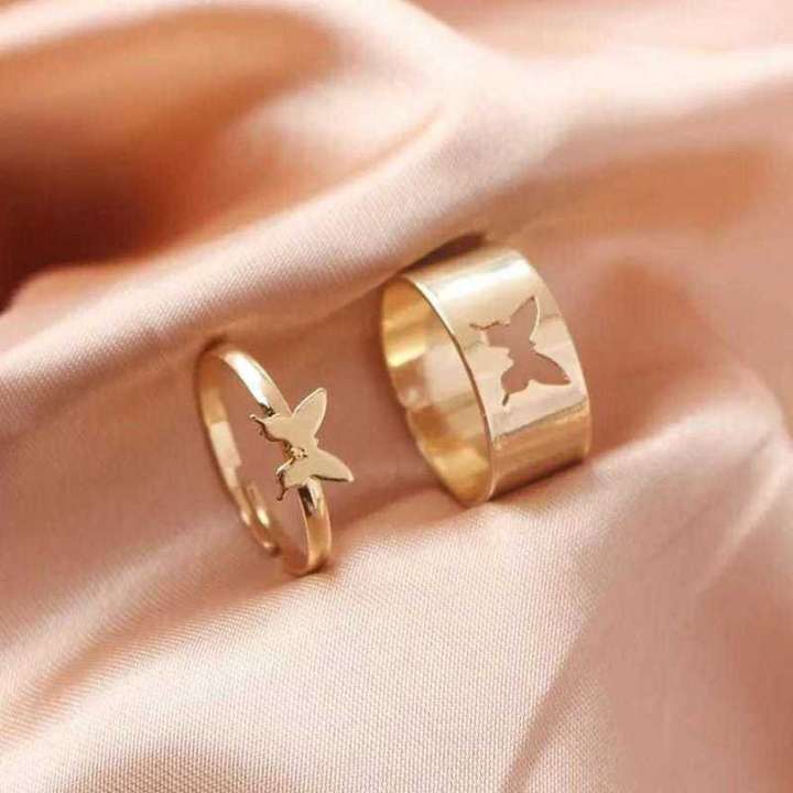 NICELIFE COLLECTIONS Gold Color Butterfly Rings For Women Men Lover Couple Ring Set Friendship Engagement Wedding Band Open Ring Stainless Steel Gold Plated Ring Set Price in India Buy NICELIFE COLLEC...