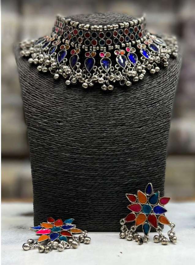 Choker necklace oxidised online