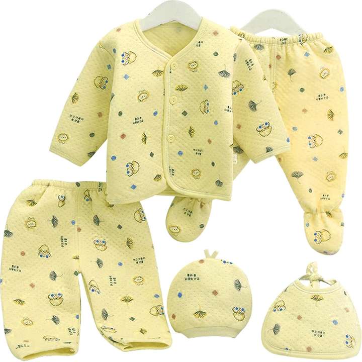 PIKIPOO New Born Baby Winter Clothes 5Pcs Sets Cotton Baby Boys Girls Unisex 0 6 Months