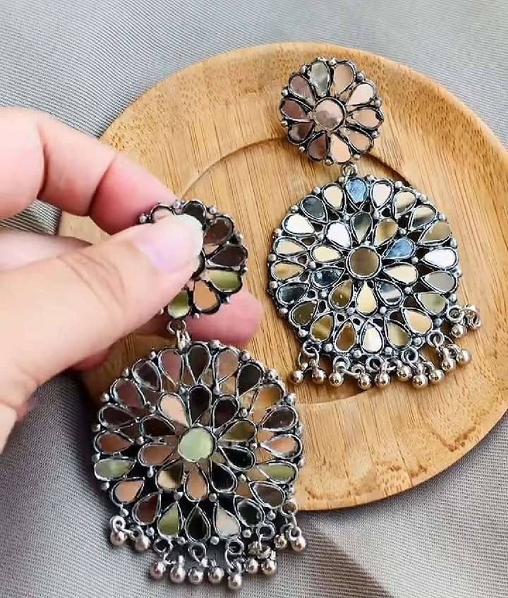 Flipkart Buy Yellow Jewels Stylish Mirror Earrings for Girls Alloy Chandbali Earring Online at Best Prices in India