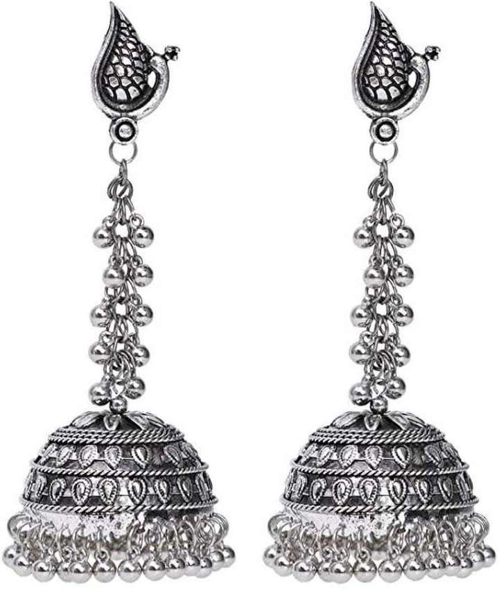 Black metal earrings flipkart store