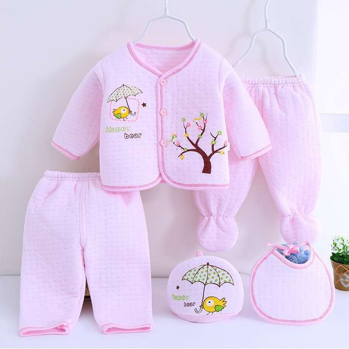 BABY LOOKS New Born Baby Winter Clothes 5Pcs Sets Cotton Baby Boys Girls Unisex 0 4 Months
