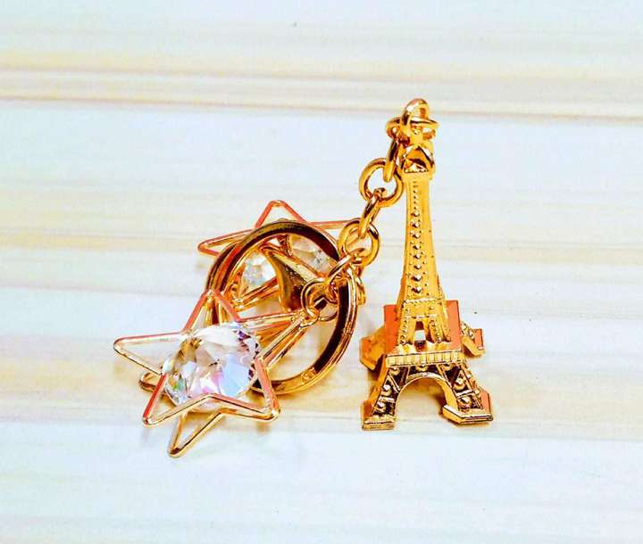 Gold eiffel tower keychain discount