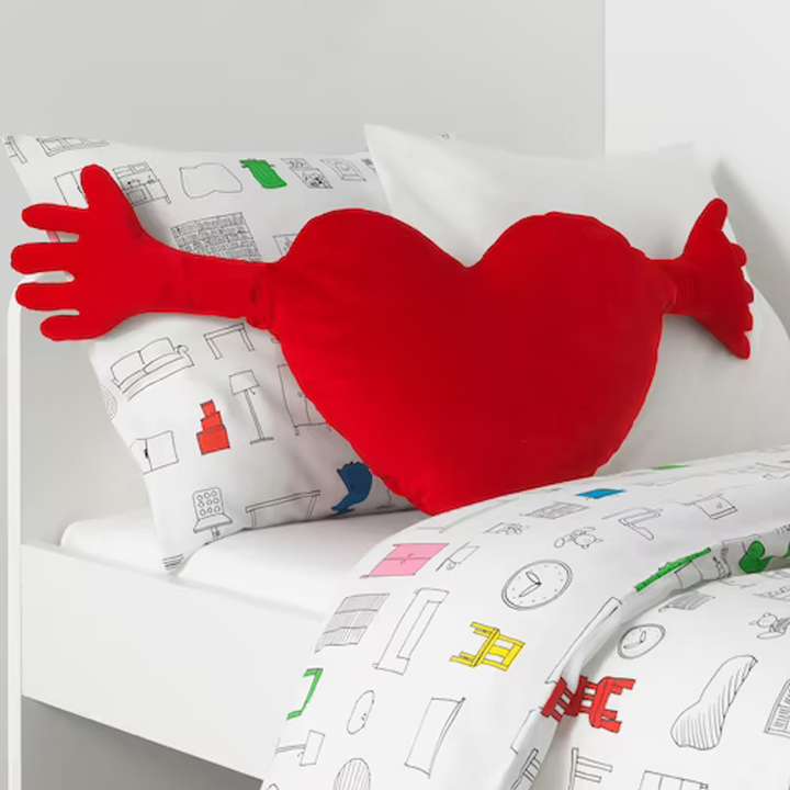 IKEA Soft Heart Shaped Pillow with Hands Gift for Valentines Day Loved Ones Polyester Fibre Solid Cushion Pack of 1 Buy IKEA Soft Heart Shaped Pillow with Hands Gift for