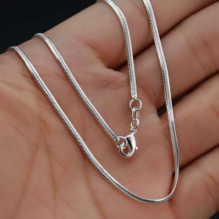 Shopping Dust 2MM Flat Snake Silver Chain for Men and Women Platinum Plated Chain 22 inch Silver Plated Stainless Steel Chain Price in India Buy Shopping Dust 2MM Flat Snake Silver Chain for Men and W...