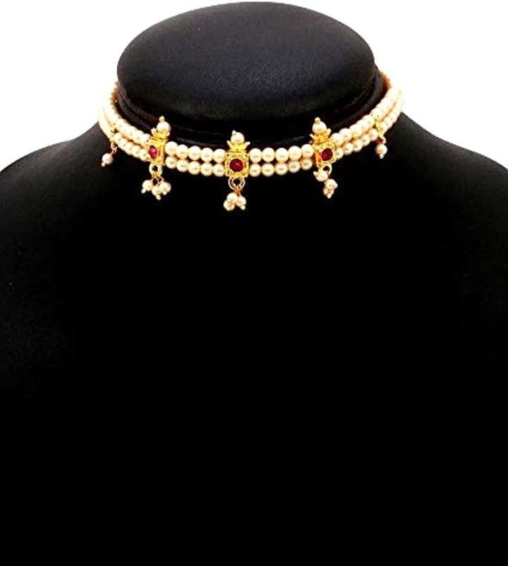 ANORI Ethnic Traditional Moti Pearl Design Chinchpeti Thushi Necklace for Women Girls Pearl Cubic Zirconia Gold plated Plated Brass Metal Crystal Copper Necklace Price in India Buy ANORI Ethnic Tradit...