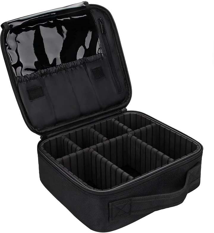TOURTIER Professional Portable Oxford Fabric Cosmetic Vanity Makeup Bag With Eva Foam Adjustable Dividers Travel Makeup Case Cosmetic Bag Make up Jewelry Toiletries Shaving Kit Vanity Box Price in Ind...