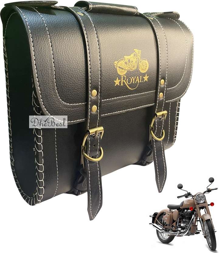 Dhe Best Bike Saddle Bag Waterproof Golden Buckle Black for Royal Enfield Classic Chrome Saddle Bag Black Leatherette Motorbike Saddlebag Price in India Buy Dhe Best Bike Saddle Bag Waterproof Golden