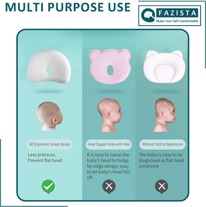 Fazista Newborn Baby Head Shaping Pillow Prevent Flat Head Syndrome Plagiocephaly Memory Foam Abstract Baby Pillow Pack of 1 Buy Fazista Newborn Baby Head Shaping Pillow Prevent Flat Head Syndrome Pla...