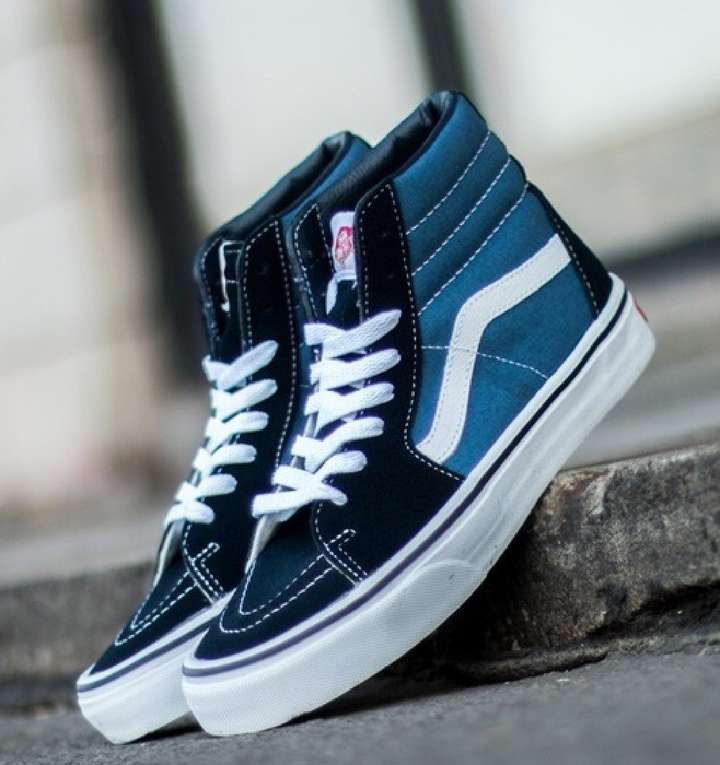 Dark blue high top vans outlet