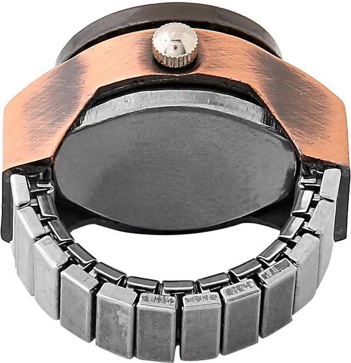 YELLOW CHIMES Latest Fashion Design Dial Analog Watch Ring Stretchable Alloy Silver Plated Ring