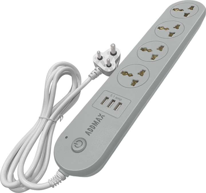 Addmax Extension Board 10A 4 Socket 3 USB Port Multi Plug Power Strip Extension Cord 10 A Three Pin Socket Price in India Buy Addmax Extension Board 10A 4 Socket 3 USB Port Multi Plug