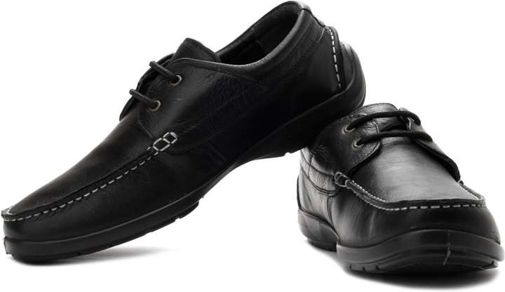 Woodland black leather shoes cheap