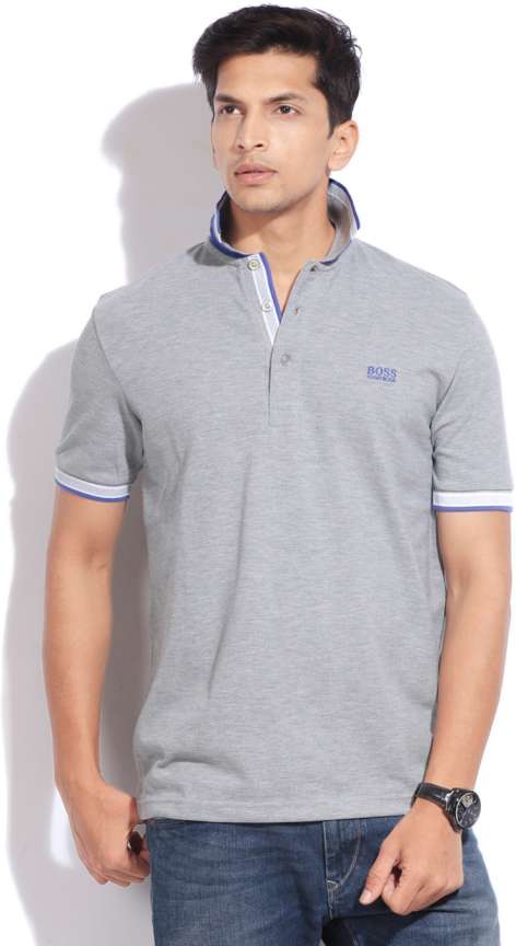 HUGO BOSS Solid Men Polo Neck Grey T Shirt Buy GRAY HUGO BOSS Solid Men Polo Neck Grey T Shirt Online at Best Prices in India Flipkart