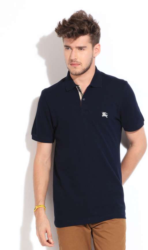 BURBERRY Solid Men Polo Neck Dark Blue T Shirt Buy MIDNIGHT BLUE BURBERRY Solid Men Polo Neck Dark Blue T Shirt Online at Best Prices in India Flipkart