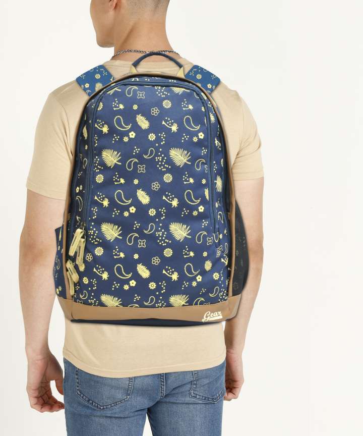 Gear 26 ltrs navy blue and beige casual backpack online