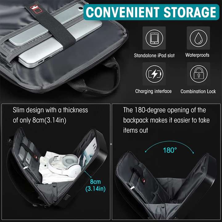 ELEPHANTBOAT Anti Theft Hard Shell Laptop Backpack Waterproof TSA Lock Backpack with USB Port 2 L Backpack Black Price in India Flipkart
