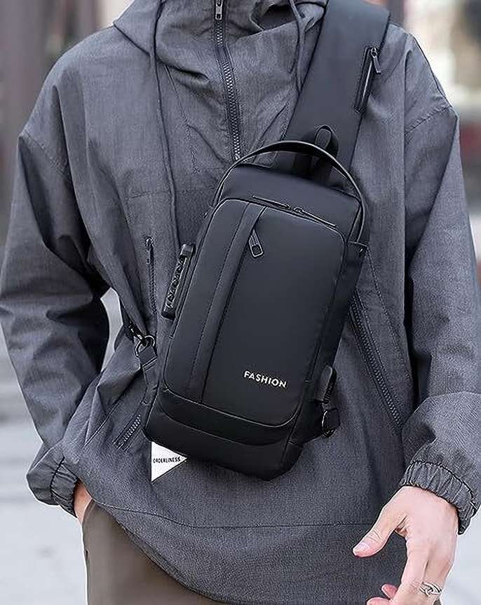 ZWEELAY ling Bag for Men Anti Theft USB Crossbody Backpack Waterproof Chest bagpack 6 L Backpack black Price in India Flipkart