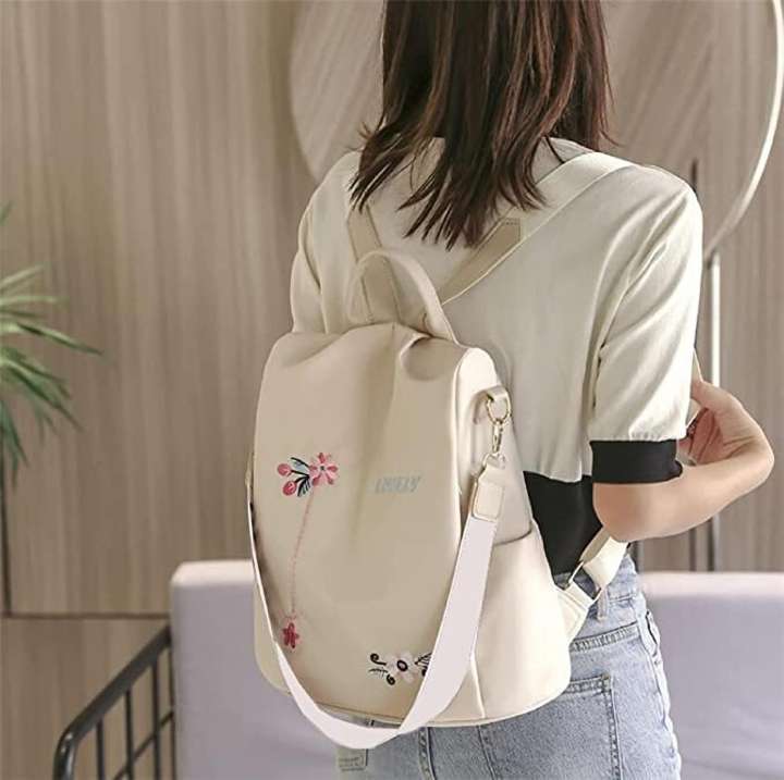 Beige Mirror Handmade Eco Faux Leather Minimalist Silver Effect Sand Cream Holidays Backpack Buckle Zipper Style Bag order Work Leisure Pocket