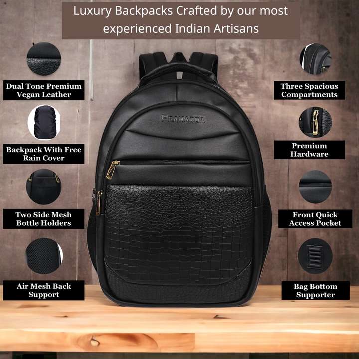 Flipkart Pramadda Pure Luxury Stylish Leather backpack For School College Boys With Rain Cover For 9th 12th. Waterproof School Bag School Bag