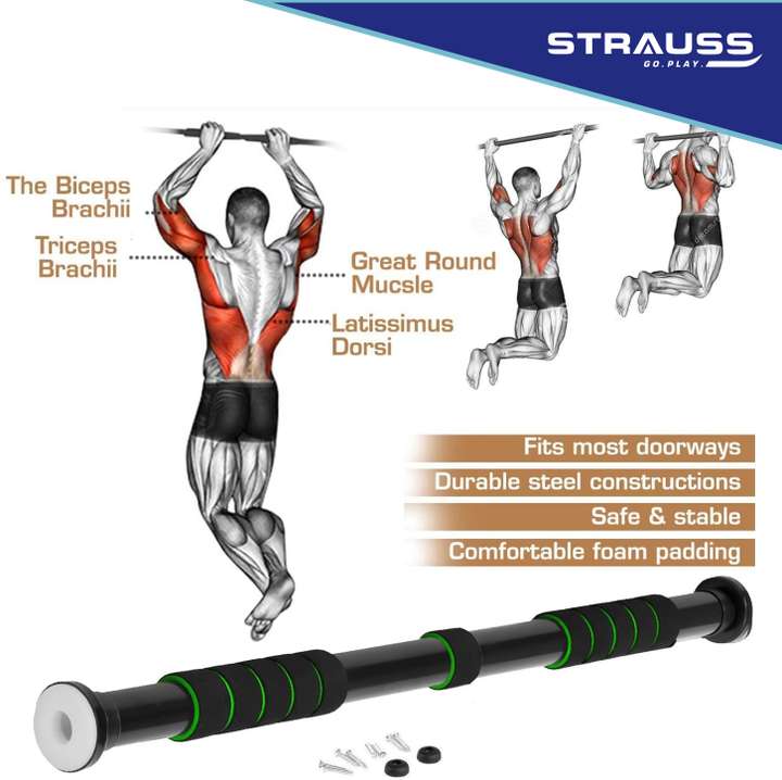 Strauss Adjustable Door Chin Up Bar Pullup Rod Pull Up Bar Gym Bar Pull up Bar