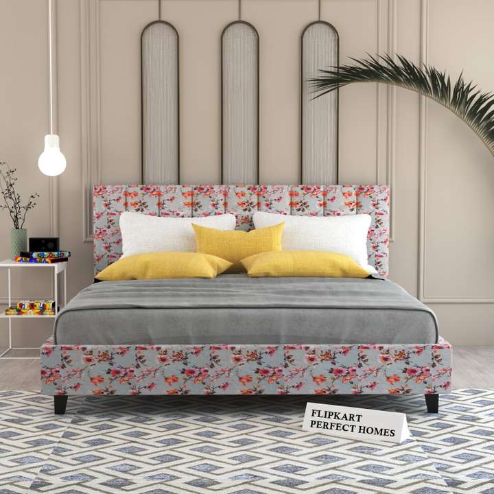 Flipkart Perfect Homes Fabric Queen Size Multicolor Bed With Upholstered Headboard For Bedroom Hotel Solid Wood Queen Bed Price in India Buy Flipkart Perfect Homes Fabric Queen Size Multicolor Bed
