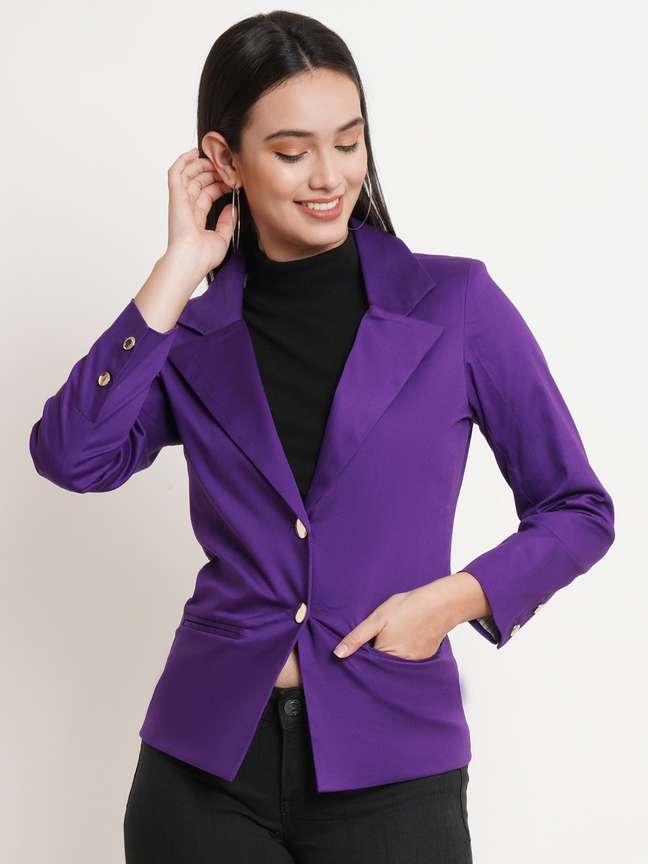 Purple State Solid Single Breasted Casual Women Blazer Buy Purple State Solid Single Breasted Casual Women Blazer Online at Best Prices in India Flipkart