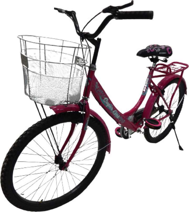 Ladies cycle with shops basket