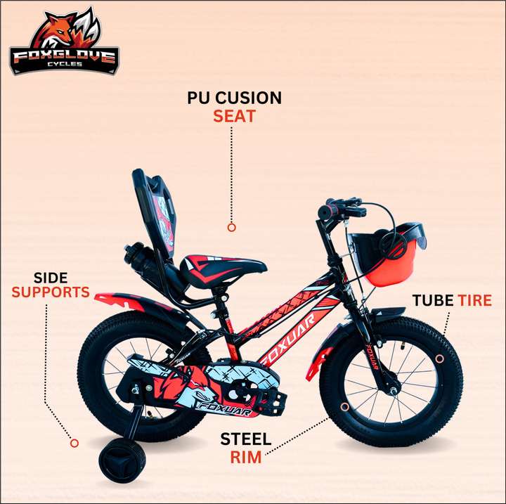 FOXGLOVE FOXUAR 14 INCH SPORTY CANDY RED TYRE TUBE FOR AGE 2 TO 5 YRS 90 FITTED 14 T Roadster Cycle Price in India Buy FOXGLOVE FOXUAR 14 INCH SPORTY