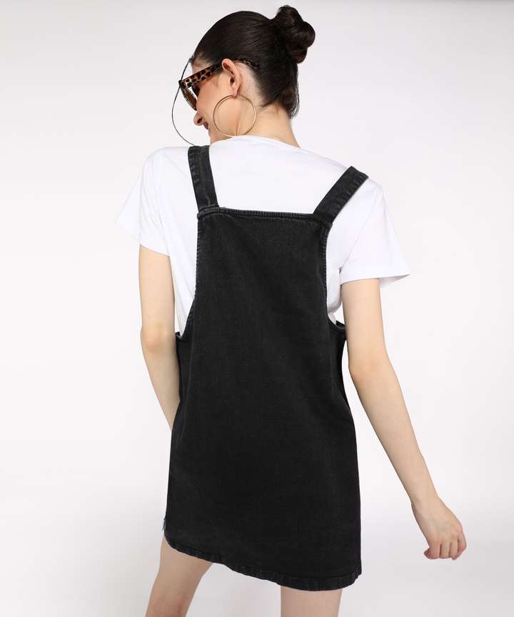 Forever 21 black overall dress shop