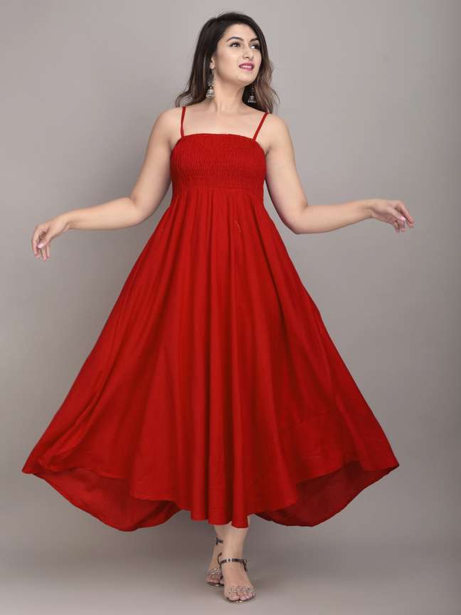 Red maxi dress flipkart discount