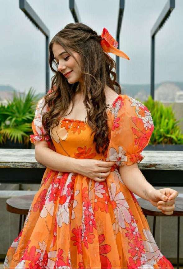 Orange frocks new arrivals