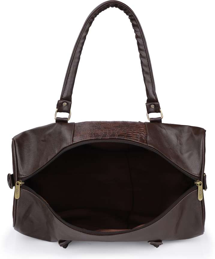 The CLOWNFISH Jordan 25 Litres Faux Leather Duffle Bag Dark Brown Duffel Without Wheels Dark Brown Price in India Flipkart