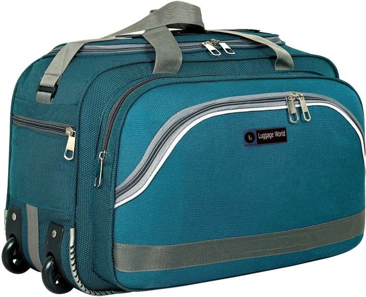 LUGGAGE WORLD Expandable 55L Travel Luggage Duffle Bags Travelling Bag Men Women Carry Air Pack Bags Hand Duffel With Wheels Strolley PEACOCK Price in India Flipkart