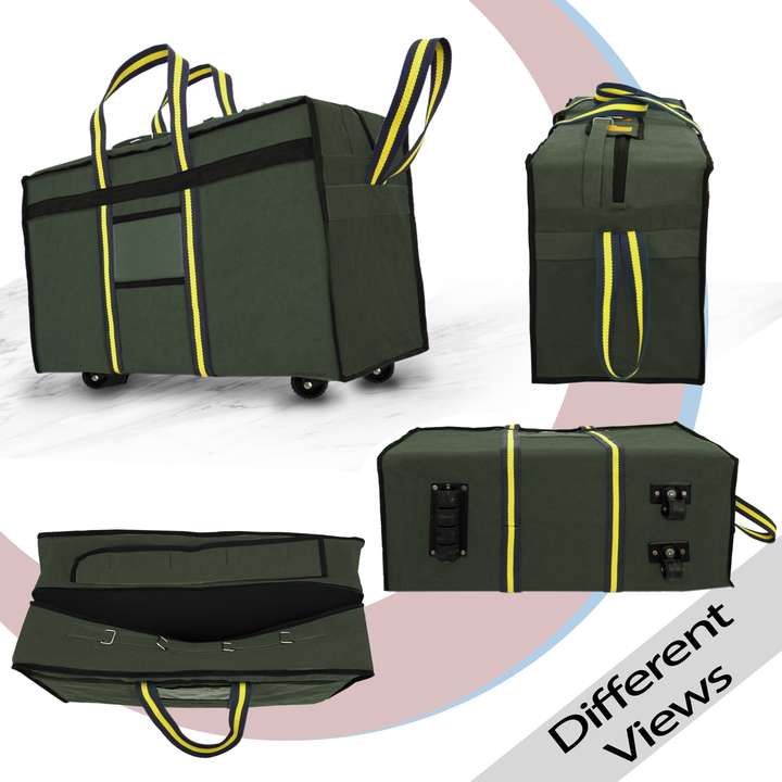 STORITE Expandable Canvas Large Strong Luggage Trolley Bag for Travel 90 L capacity Duffel With Wheels Strolley Grey Price in India Flipkart