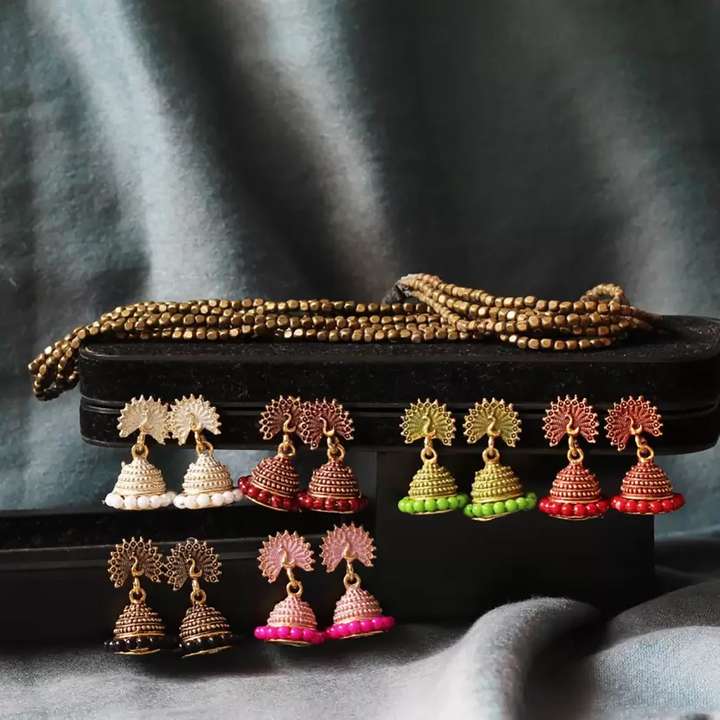 Flipkart Buy Life Vision Earrings for Girls and Women Jhumka Artificial Plated Combo 12 Set Diamond Metal Jhumki Earring Online at Best Prices in India