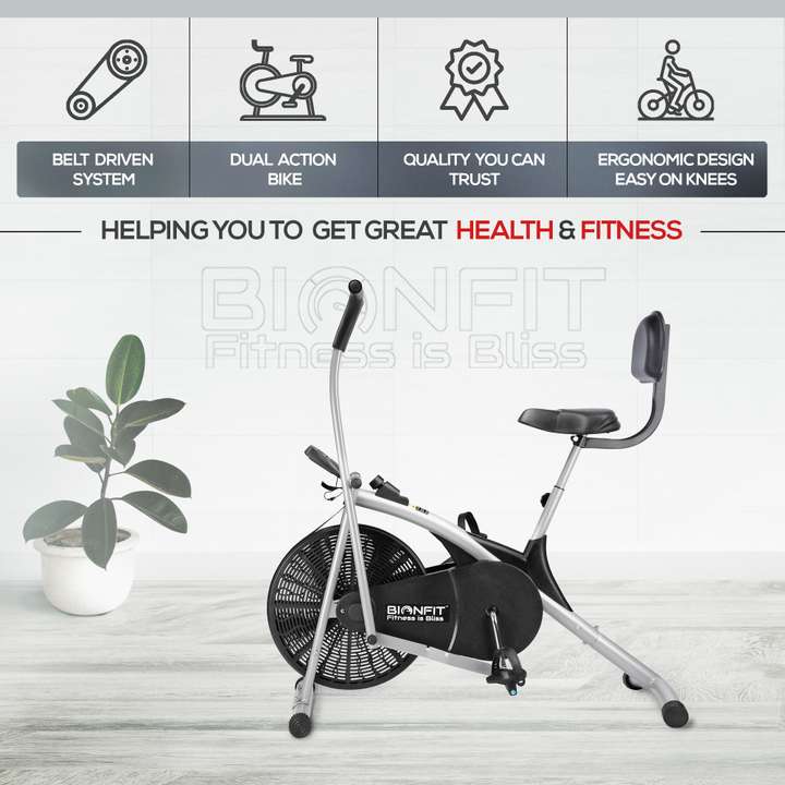 BIONFIT Air Bike Fitness Exercise Cycle For Home Gym Curved Moving with Back Support Dual Action Stationary Exercise Bike Buy BIONFIT Air Bike Fitness Exercise Cycle For Home Gym Curved