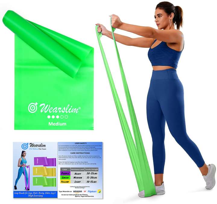 Wearslim Green Resistance Exercise Bands for Home Fitness Stretching Physical Therapy Resistance Band Buy Wearslim Green Resistance Exercise Bands for Home Fitness Stretching Physical Therapy Resistan...