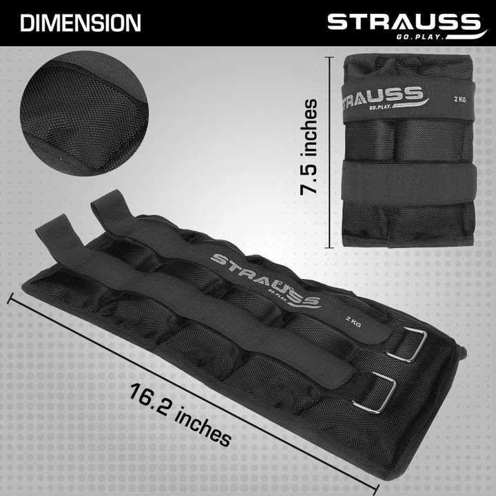 Strauss 2 Kg x 2 Ankle Weight Wrist Leg Weights Cuff 2Kg Each Pair Black Ankle Wrist Weight Buy Strauss 2 Kg x 2 Ankle Weight Wrist