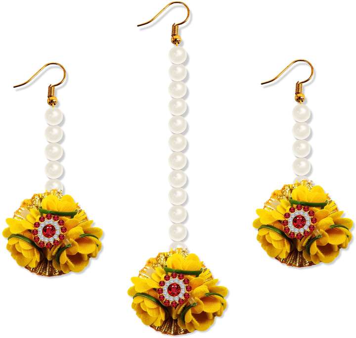 Adhvik Floral Stone Gota Patti Mehandi Haldi Earrings and Maang Tika Hair Accessory Set Price in India Buy Adhvik Floral Stone Gota Patti Mehandi Haldi Earrings and Maang Tika Hair Accessory Set onlin...