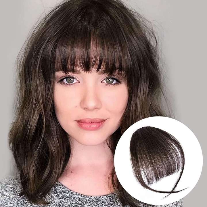 AHJ Natural Brown Clip In Baby Cut Fake Front Bang Fringe Extension For Daily Wear Hair Extension Price in India Buy AHJ Natural Brown Clip In Baby Cut Fake Front Bang